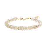 AURA DUO Citrine Pearl Bracelet featuring citrine and freshwater pearls with gold-plated spacer beads.