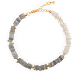AURA DUO Gray MoonStone Pearl bracelet with Spacer Beads