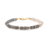 AURA DUO Gray MoonStone Pearl bracelet with Spacer Beads