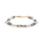 AURA DUO Gray Moonstone Star Pearl bracelet featuring star-shaped pearls and gray moonstone for emotional balance.