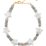 AURA DUO Gray Moonlight Star Pearl Bracelet with star-shaped pearls and gray moonstone for cosmic elegance.