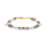 AURA DUO Gray MoonStone Star Pearl bracelet
