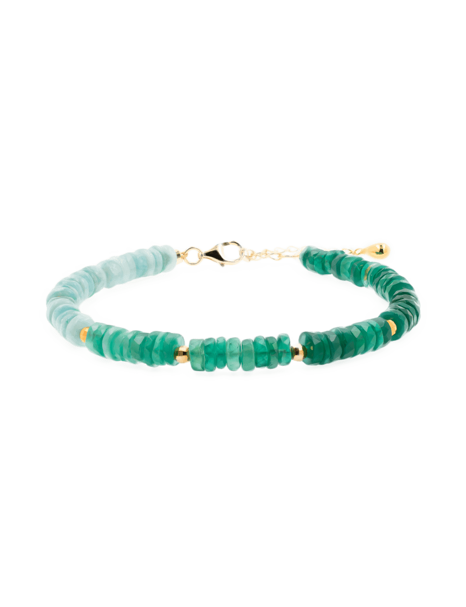 AURA DUO Green Agate & Amazonite Pearl Bracelet with Spacer Beads in a modern design.