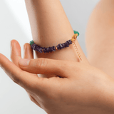 AURA DUO Green Agate & Amethyst Pearl Bracelet with Spacer Beads