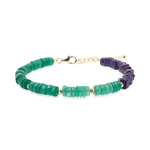 AURA DUO Green Agate & Amethyst Pearl Bracelet with Spacer Beads, showcasing emotional balance and spiritual clarity.