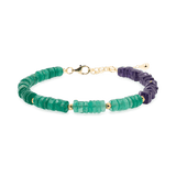 AURA DUO Green Agate & Amethyst Pearl Bracelet with Spacer Beads, showcasing emotional balance and spiritual clarity.