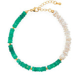 AURA DUO Green Agate Pearl Bracelet with Spacer Beads