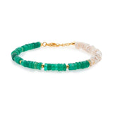 AURA DUO Green Agate Pearl Bracelet with Spacer Beads