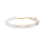 AURA DUO Moonstone Pearl Bracelet with gold-plated spacers, featuring braided freshwater pearls and moonstone beads.