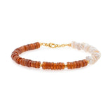 AURA DUO Orange Garnet Pearl Bracelet with Spacer Beads