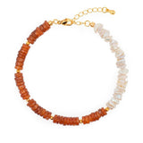 AURA DUO Orange Garnet Pearl Bracelet with Spacer Beads