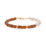 AURA DUO Orange Garnet Pearl Bracelet featuring orange garnet and pearl spacer beads for creativity and elegance.