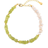 AURA DUO Peridot Pearl Bracelet with Spacer Beads