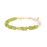 AURA DUO Peridot Pearl Bracelet with Spacer Beads