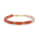 AURA DUO Sunstone Pearl Bracelet with Spacer Beads