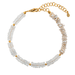 AURA DUO Topaz Pearl Faceted Necklace with gold-plated spacer beads, showcasing a blend of elegance and sophistication.