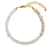 AURA DUO Topaz Pearl Faceted Necklace with gold-plated spacer beads, showcasing a blend of elegance and sophistication.