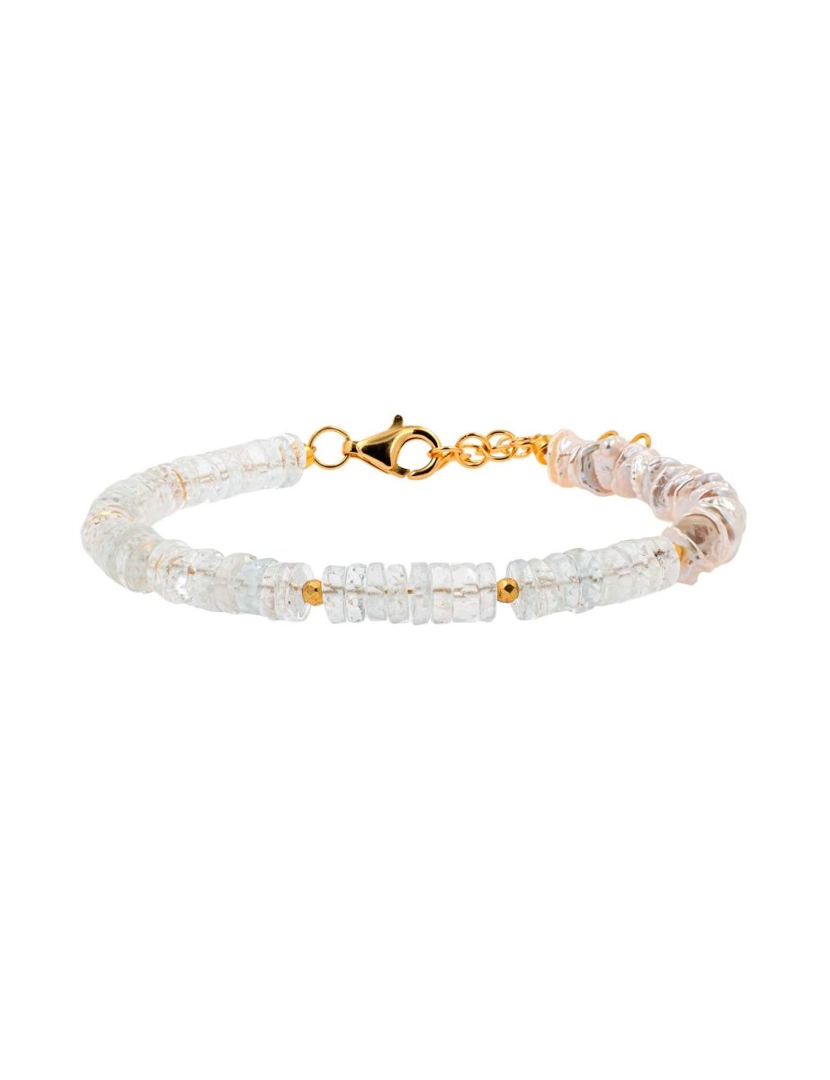 BEAMMORE Topaz & Pearl Beaded Gold-Plated Sterling Silver Bracelet – Beaded Gemstone Jewelry