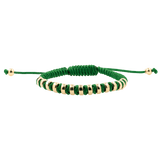 Balance Green Italian Macramé Bracelet with Gold-Plated Beads (0.5+ Micron)