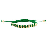 Balance Green Italian Macramé Bracelet with Gold-Plated Beads (0.5+ Micron)