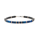 Balance – Lapis Lazuli & Black Onyx with Sterling Silver Faceted Bracelet for Men 4x2mm