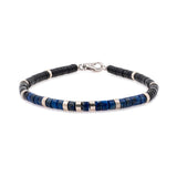 Balance – Lapis Lazuli & Black Onyx with Sterling Silver Faceted Bracelet for Men 4x2mm