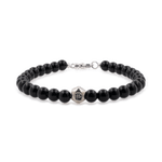 Black onyx bracelet with sterling silver zodiac spacers, 6mm beads, designed for protection and emotional balance.