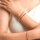 Black Onyx Faceted Dainty Bracelet with Gold-Plated S925 Bead(2×2mm)