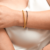 Black Onyx Faceted Dainty Bracelet with Gold-Plated S925 Bead(2×2mm)