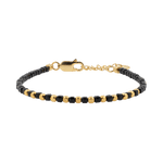 Black onyx faceted dainty bracelet with gold-plated S925 beads, stylish and lightweight accessory.