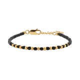 Black onyx faceted dainty bracelet with gold-plated S925 beads, stylish and lightweight accessory.