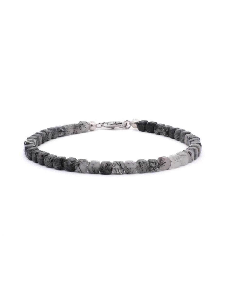 BEAMMORE Black Rutilated Quartz Beaded Bracelet – Beaded Gemstone Jewelry