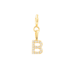 Elegantly crafted gold letter 'B' charm adorned with sparkling zircon stones for personal expression.