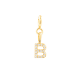 Elegantly crafted gold letter 'B' charm adorned with sparkling zircon stones for personal expression.