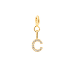 Gold Zircon Letter Charm 'C' featuring sparkling stones, perfect for personal expression and individuality.