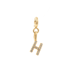 Gold letter 'H' charm with sparkling zircon stones, showcasing individuality and personal expression.