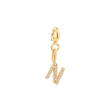 Gold Zircon Letter Charm 'N' showcasing sparkling stones for personalized expression and individuality.