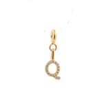 Gold letter Q charm necklace adorned with sparkling zircon stones for personal expression and style.