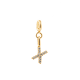 Zircon Letter Charm with a sleek gold design, adorned with sparkling zircon stones, perfect for personal expression.