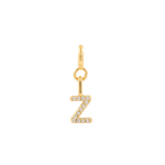 Gold zircon letter charm 'Z' with sparkling stones, perfect for personal expression and stylish individuality.