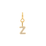 Gold zircon letter charm 'Z' with sparkling stones, perfect for personal expression and stylish individuality.