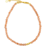 Blessing Sunstone dainty bracelet with 3mm silver spacer beads, symbolizing joy and personal power.