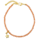 Dainty Sunstone bracelet with star charm and sterling silver clasp, representing joy and personal power.
