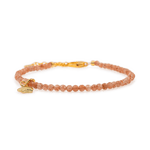 Blessing Sunstone dainty bracelet with star charm in 3mm beads showcasing warmth and vitality.