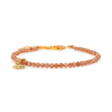 Blessing Sunstone dainty bracelet with star charm in 3mm beads showcasing warmth and vitality.
