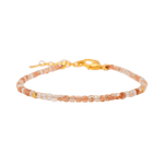 Blessing Sunstone faceted dainty bracelet with silver spacer beads, symbolizing joy and personal power.