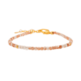 Blessing Sunstone faceted dainty bracelet with silver spacer beads, symbolizing joy and personal power.