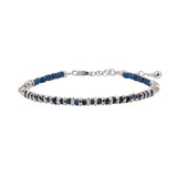Calm Blue Sapphire Beaded Bracelet with Sterling Silver Spacer Beads