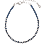 Calm blue sapphire beaded bracelet with sterling silver spacers and clasp for elegant stacking or solo wear.