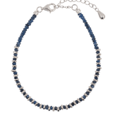 Calm blue sapphire beaded bracelet with sterling silver spacers and clasp for elegant stacking or solo wear.